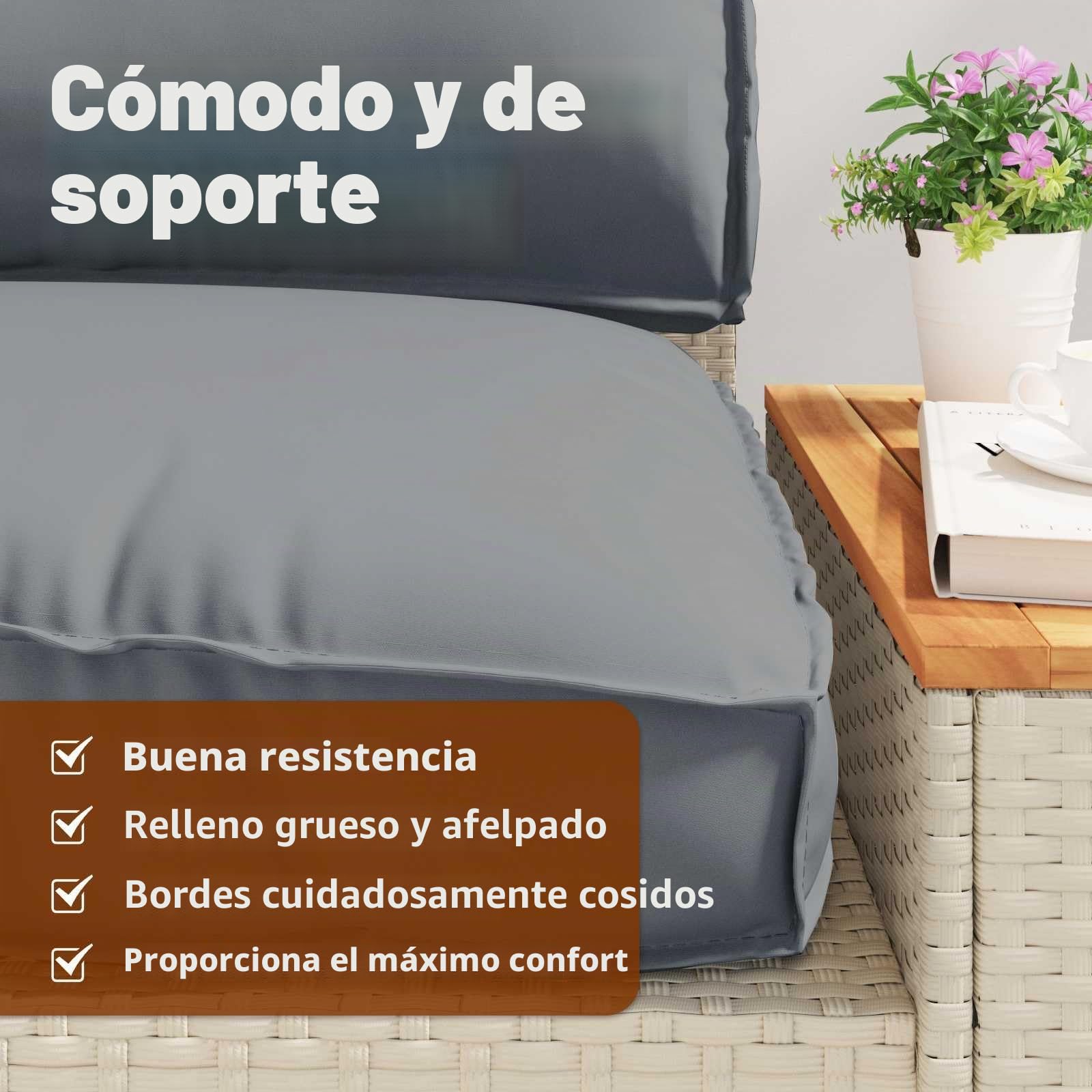vidaXL Juego de Cojines para Palets 2 pcs Antracita Tela Oxford, Jardín y Terraza, Asientos Modernos para Afuera, Cojín Rectangular, Comodidad Duradera, Accesorio Chic, Montaje Fácil