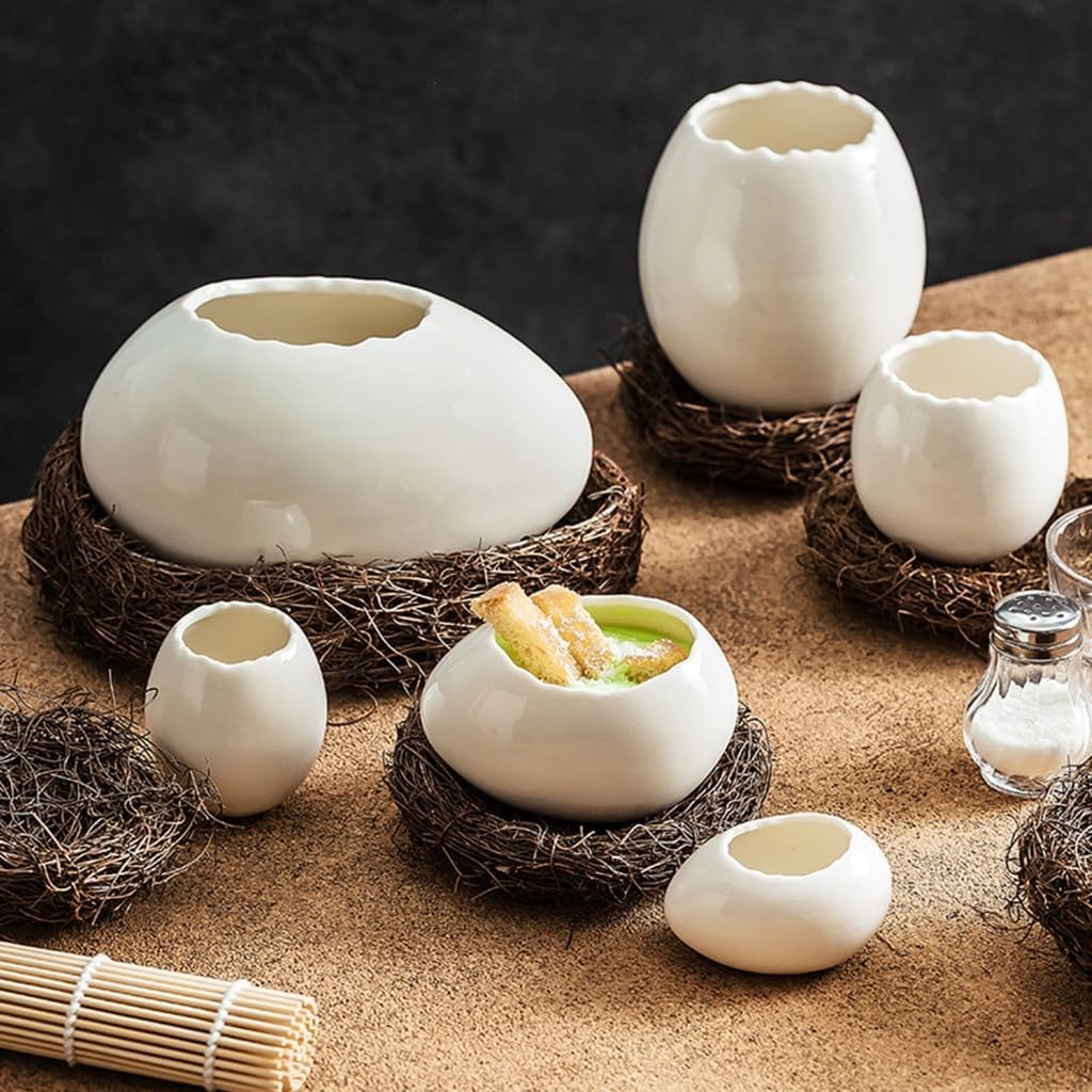 White Eggshell Ceramic Bowl for Salad Dessert and Decoration Display