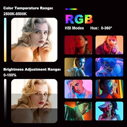 Miniatura 2 de Kit de iluminación de fotografía profesional de 2 piezas de 50 W con soporte, soporte de control de aplicación, 1500 lux3.3 ft, 360 a todo color,