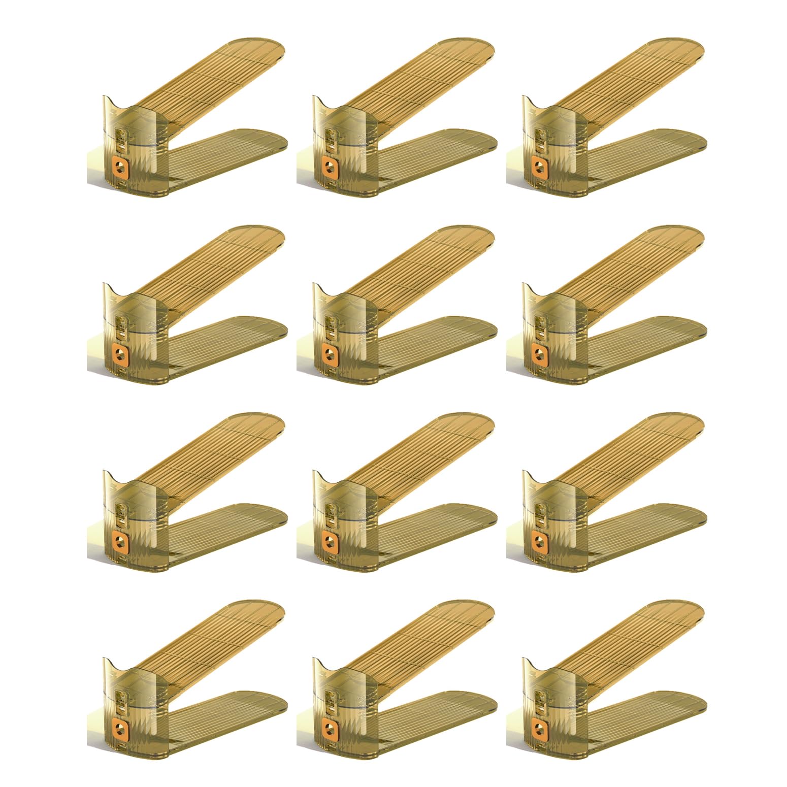 Hygrad Built to Survive Clear Adjustable Acrylic Shoe Slot Organizer 12 Pack Stackable Space Saver Rack For Closet & Wardrobe3-Height Shoe Holder Gold from B&Q