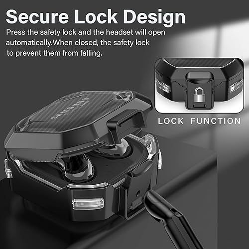 Miniatura 3 de (con bloqueo seguro) Funda transparente de fibra de carbono para Samsung Galaxy Buds FE (2023) Galaxy 2 Pro (2022)Galaxy Pro (2021)Galaxy 2