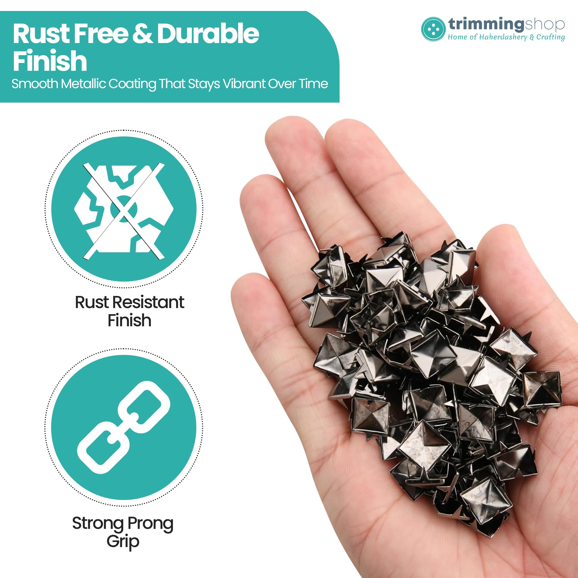 Trimming Shop Juego de tacos y troqueles de pirámide de metal de 12 mm, kit de 400 piezas para chaquetas, bolsos, ropa, manualidades, para prensa de máquina verde con caja de almacenamiento