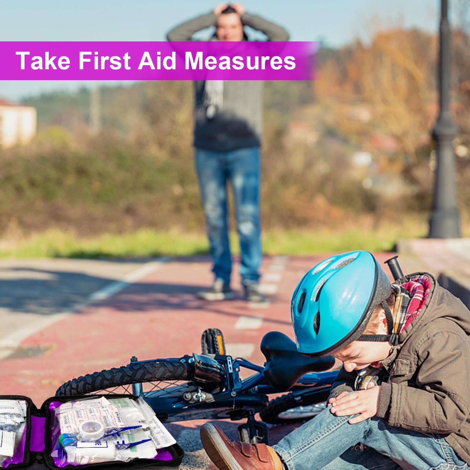 1st Aid Kit de primeros auxilios para viajes en coche, suministros de recambio para empresas domésticas (300 unidades, morado)