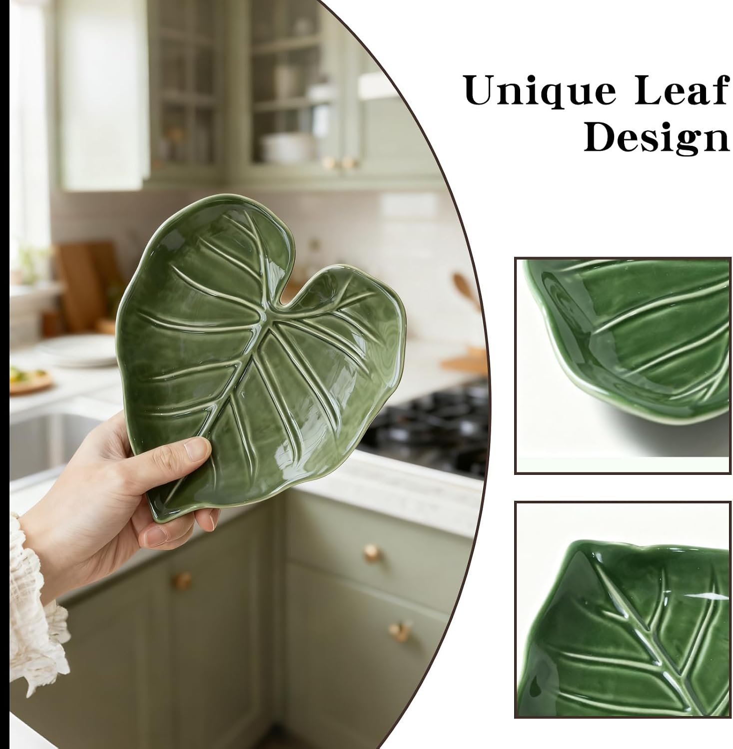 Leaf Spoon Rest, Leaf-shaped Ceramic Spoon Rest for Stove Top, Heat-resistant Kitchen Utensil Holder, Decorative Cookware Accessory
