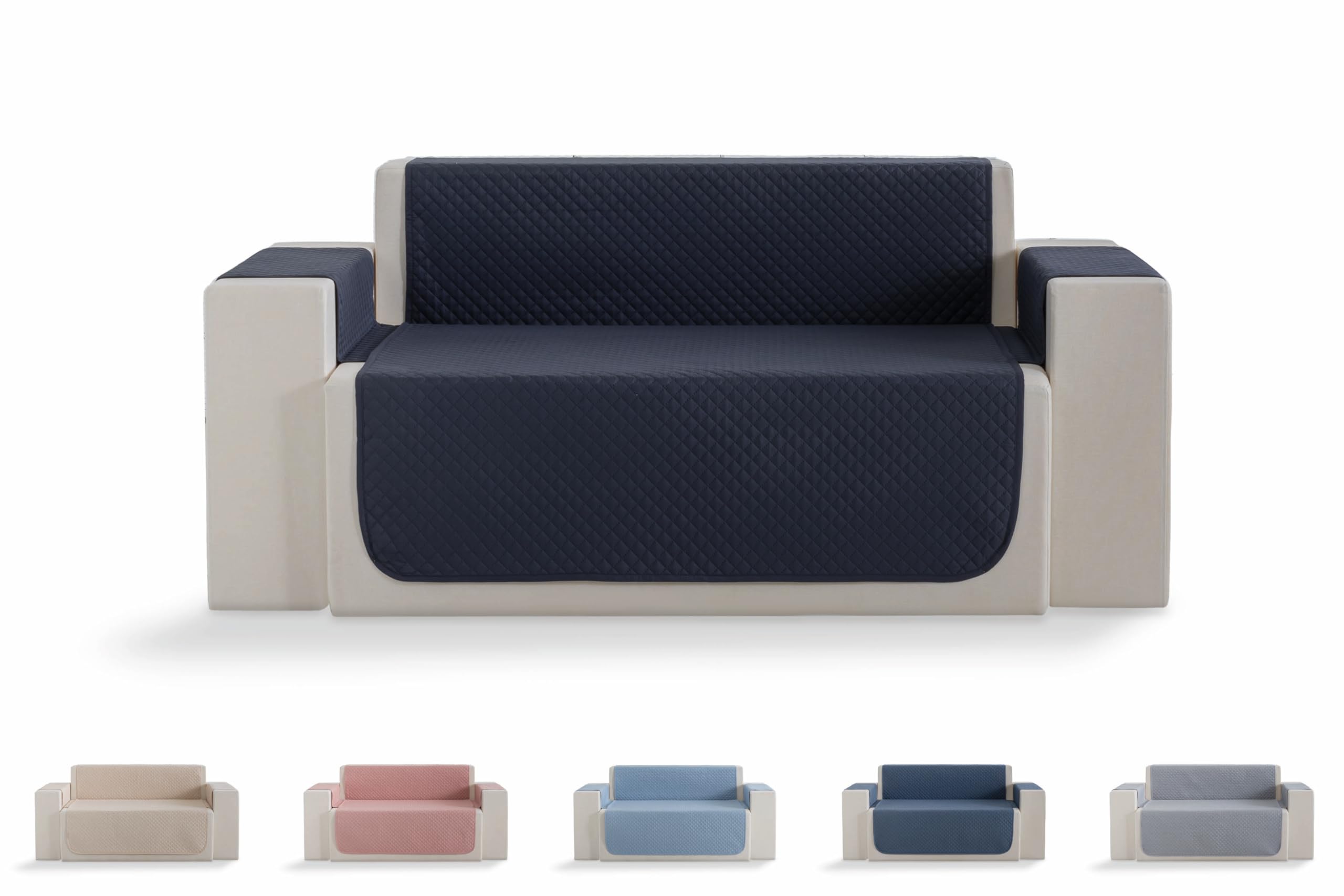 Todocama – Funda Cubre sofá, plazas, Protector de sofás Acolchado de Rombos, Transpirable, fácil de Limpiar, (Gris Oscuro, sofá 2 plazas)