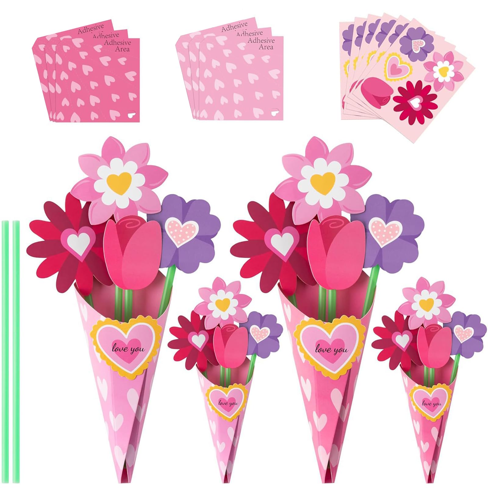 YMWALK DIY Craft Flowers Bouquet Kit,Creative Paper Craft for Mother's Day,Teacher's Day,Valentine's Day,Birthday,Kids' Arts,Classroom & Home Origami Gift Making Supplies (C-6 Pieces)