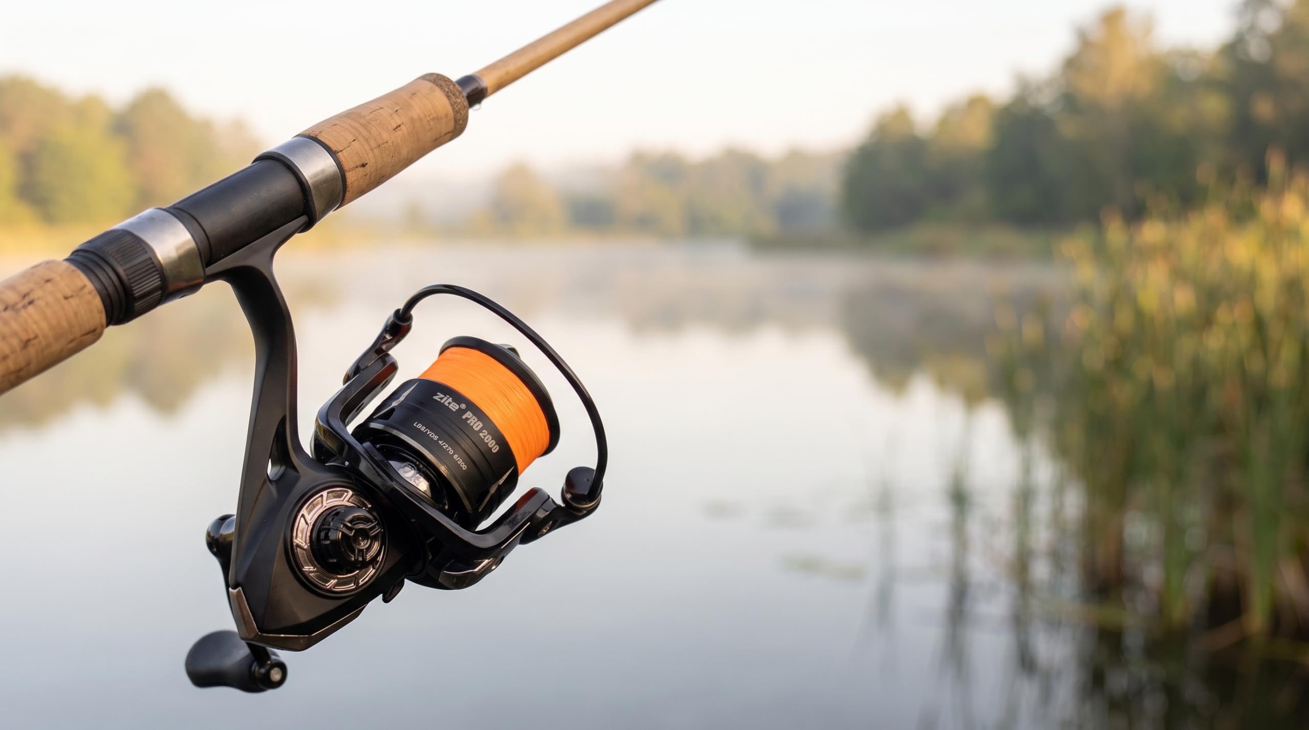 Zite Carrete de pesca Spinning Pro 2000-4000 | Carrete giratorio con freno delantero | 8+1 rodamientos de bolas | Manivela plegable de aluminio y mango EVA | Para trucha, perca, lucioperca y lucio