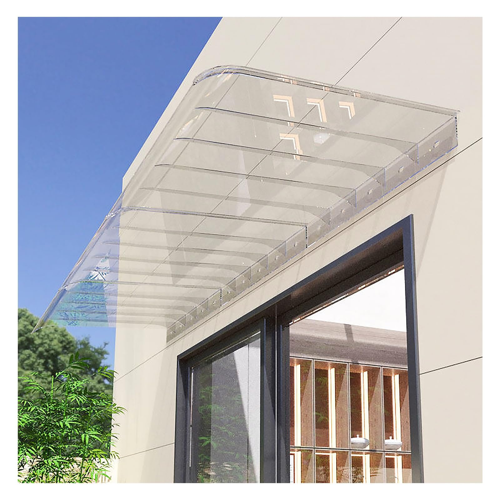 Zhengqian One Color Invisible Rain Shelter Cover,Polycarbonate Window And Door Awning Entrance,Uv/Rain/Snow Protection Polycarbonate Sheet Overhang Canopy,For Outside,Porch,Patio,Deck(W45*L80cm/W 17.7*L31.4in)