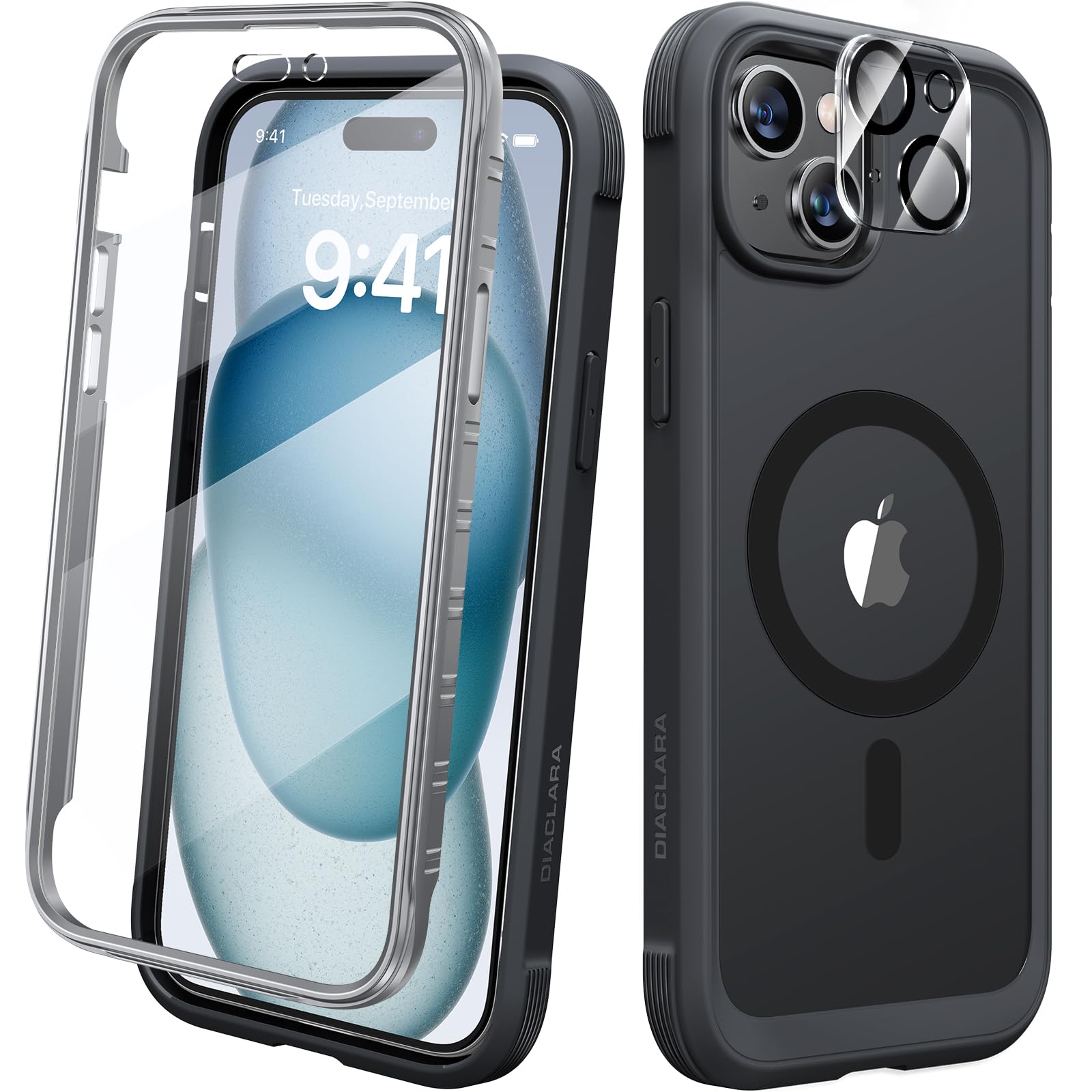 Diaclara Magnetic Designed for iPhone 15 Case, Compatible with MagSafe Built-in Touch Sensitive Anti-Scratch Screen Protector