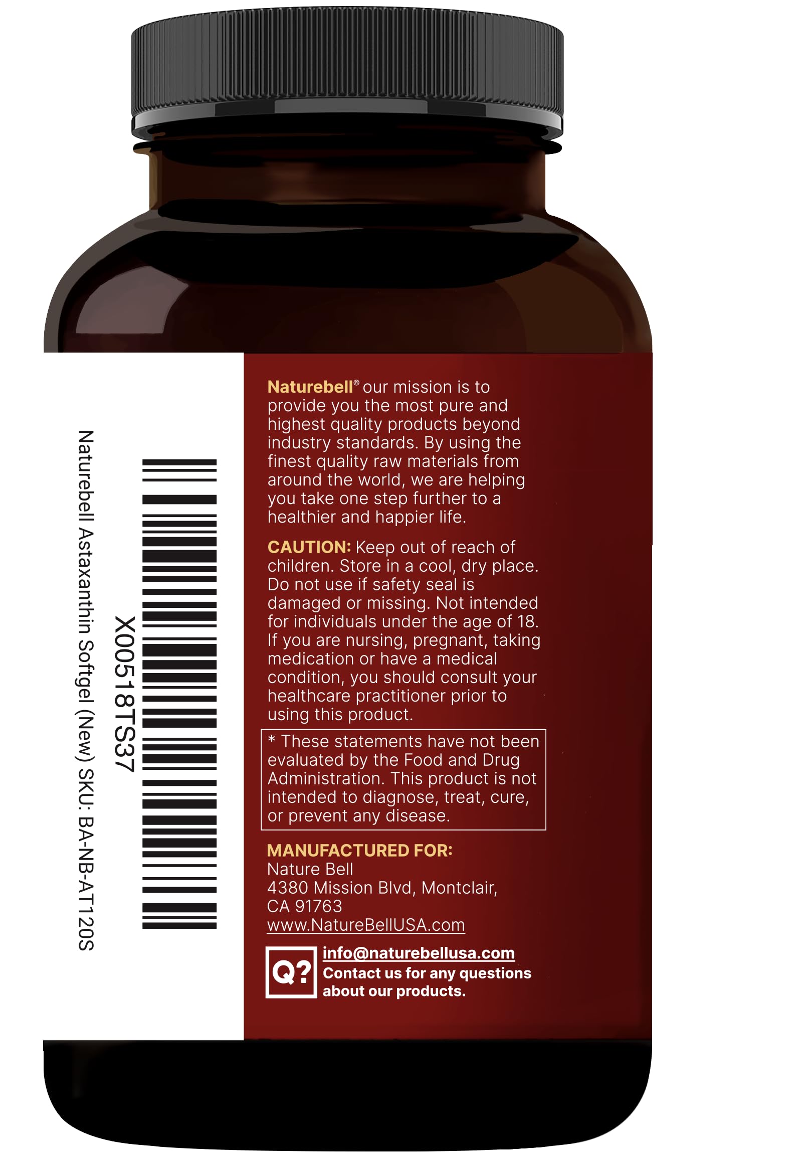 NatureBell Astaxanthin 24 mg, 120 Softgels – Microalgae Source – Astaxanthin Supplements Made with MCT Oil – Non-GMO, Gluten Free, No Soy — Amazon image 8