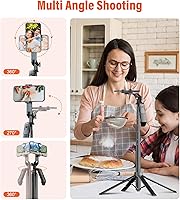 Vista 5 de Trípode para teléfono Selfie Stick - Soporte para teléfono celular de 71 pulgadas de alto con control remoto inalámbrico desmontable y 2 luces LED