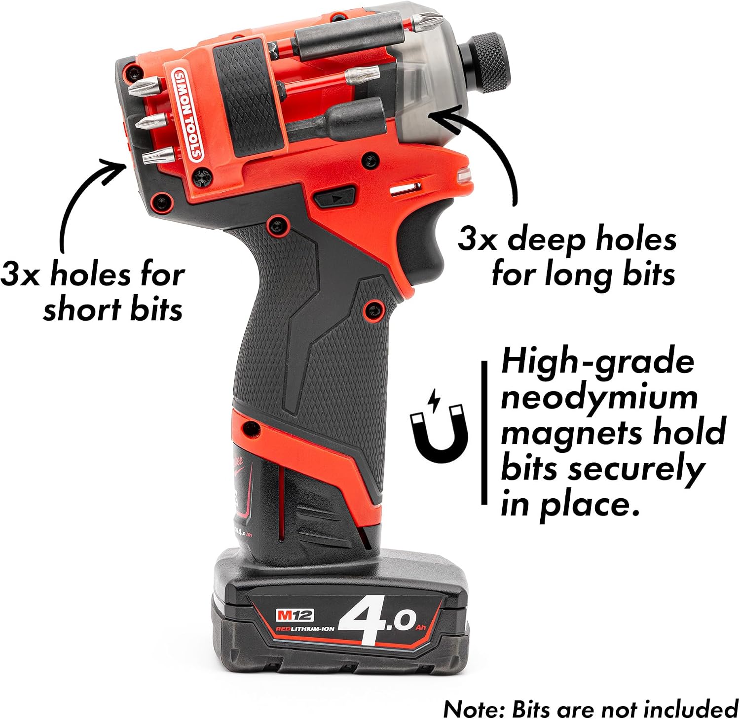 Simon Tools Magnetic Bit Holder for Milwaukee M12 Impact Driver & Drill - Right and Left side Bundle - Milwaukee Bit Holder for M12 image 5