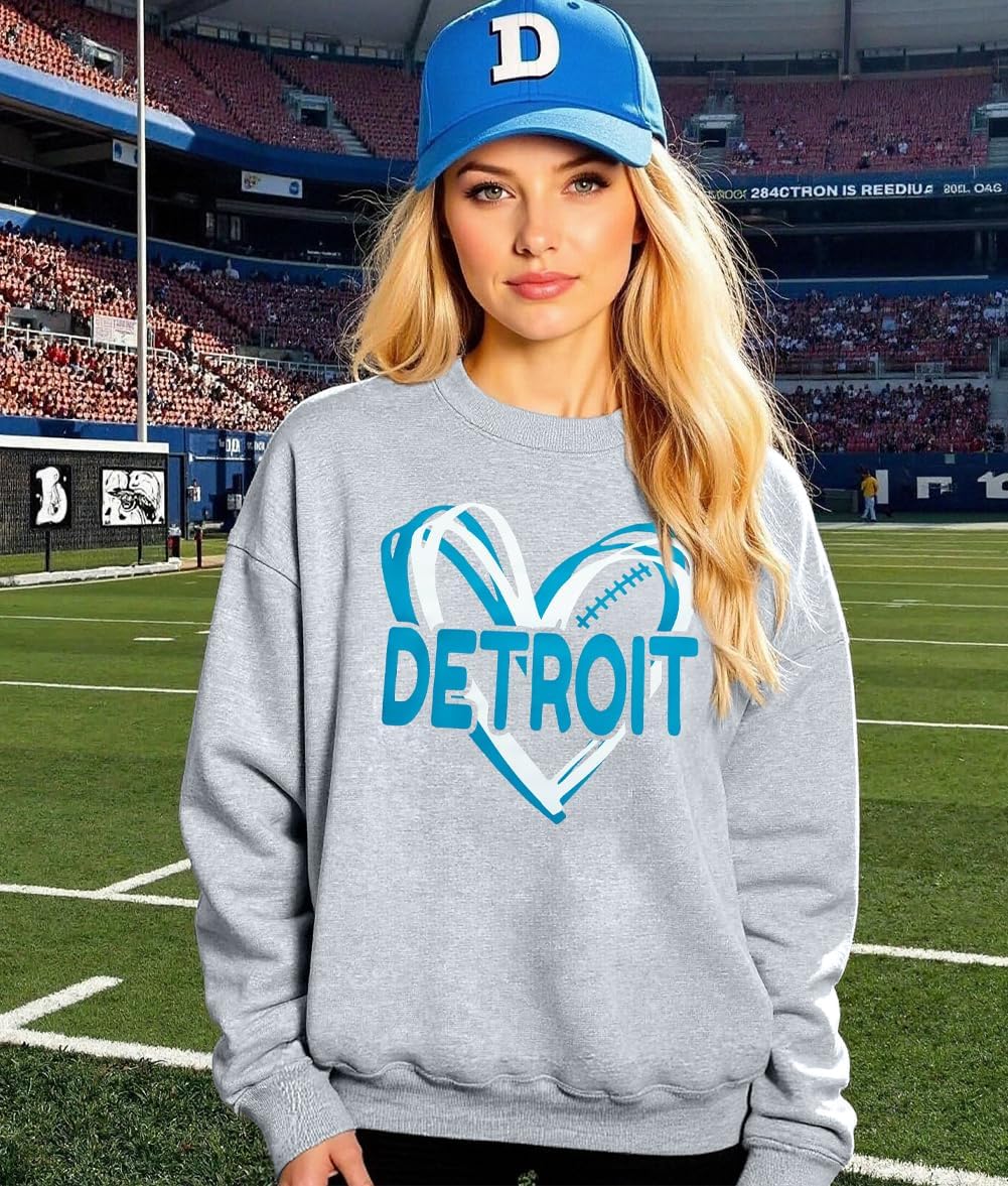 LOTUCY Football Sweatshirt Women Game Day Sweatshirts Football Team Fans Pullover Shirt Heart Graphic Long Sleeve Tops