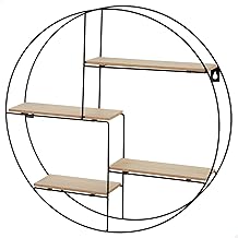 AKTIVE Max Home Wall Shelf, D50x10cm, Max Weight 4kg, Round, with 4 Shelves, Decorative Metal Design, with Circular Structure, Hanging, Bedroom, Office (18475)