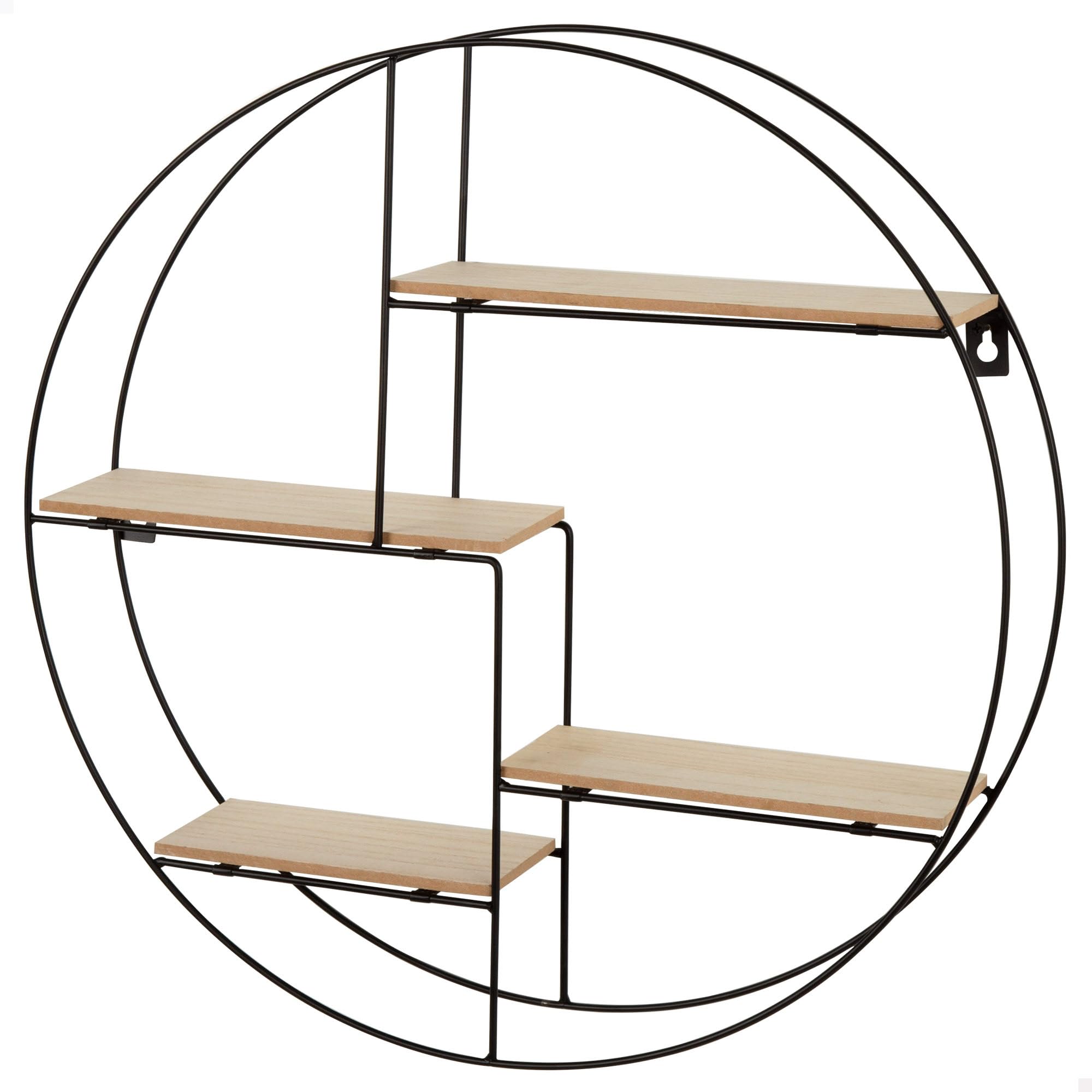AKTIVE MAX Home Wall Shelf, D50 x 10 cm, Maximum Weight 4 kg, Round, with 4 Shelves, Decorative Metal Design, with Circular Structure, for Hanging, Living Room, Bedroom, Office (18475)