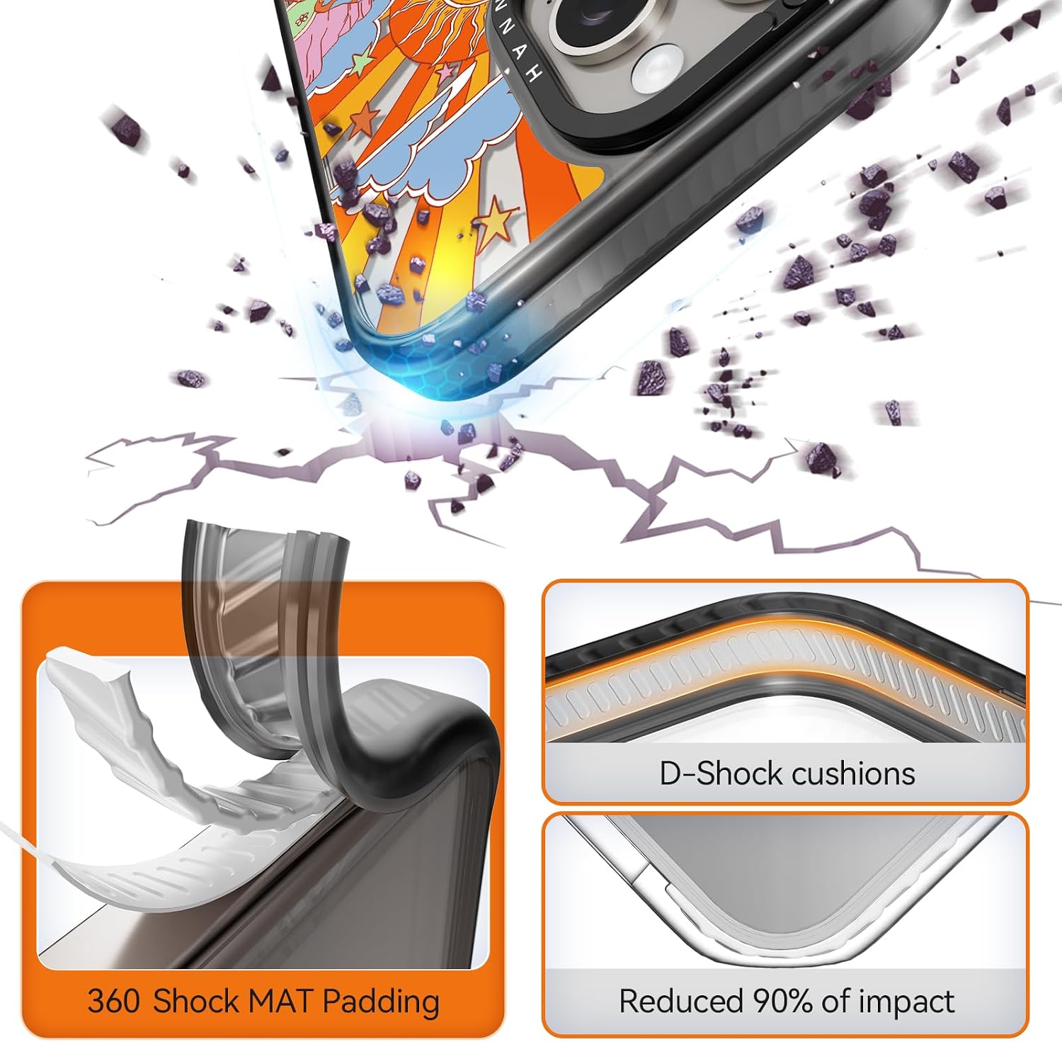 Compatible for iPhone 15 Pro Max Case Cute Aesthetic - Durable Shockproof 6.6 ft Drop Impact Phone Case Cover with Funny Fashion Mushroom 6.7" Black