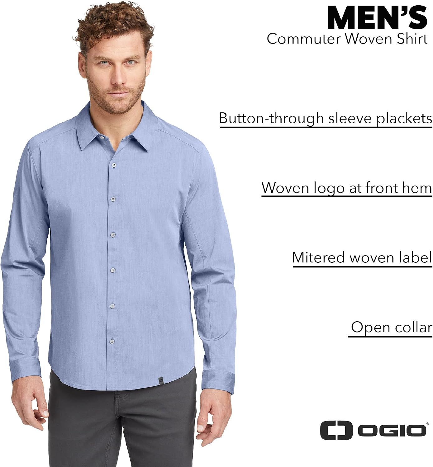 OGIO Unisex Commuter Woven Shirt | Long Sleeve Button Up Shirt for Men & Women, Business Casual Collared Top