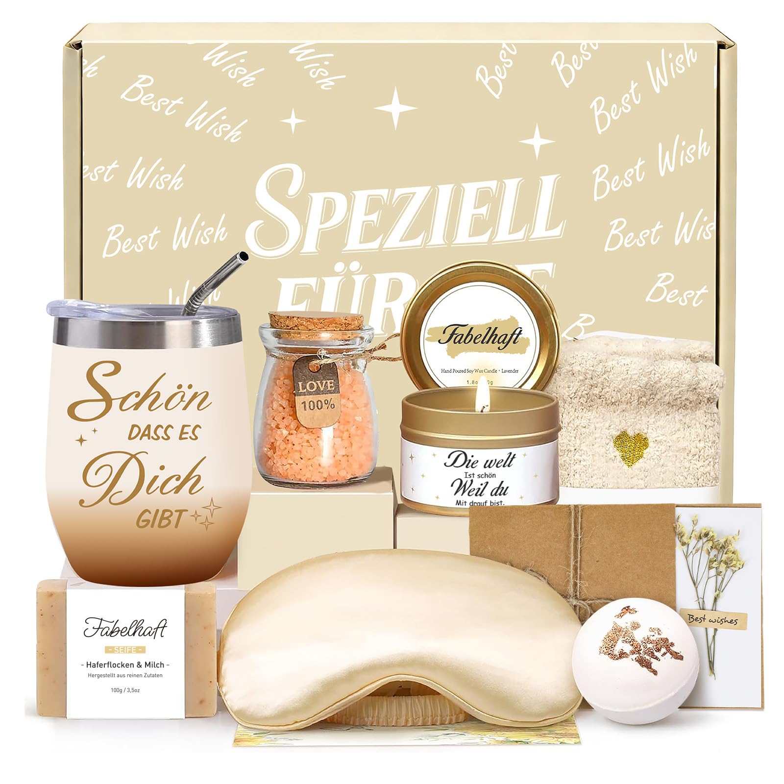Personalisierte Geschenke für Frauen, Schön Dass Es Dich Gibt Geschenkset | Geschenk Beste Freundin Geburtstag, Wellness Dankeschön Geschenke für Hebamme, Mama, Schwester, Kollegin, Oma