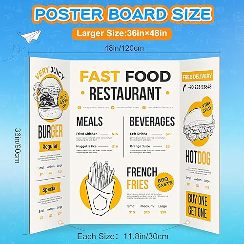 Miniatura 2 de WinTS 6 paquetes de 36 x 48 pulgadas, triple pliegue, tablero de pósteres trifold blanco, tablero de presentación corrugado, tablero de póster