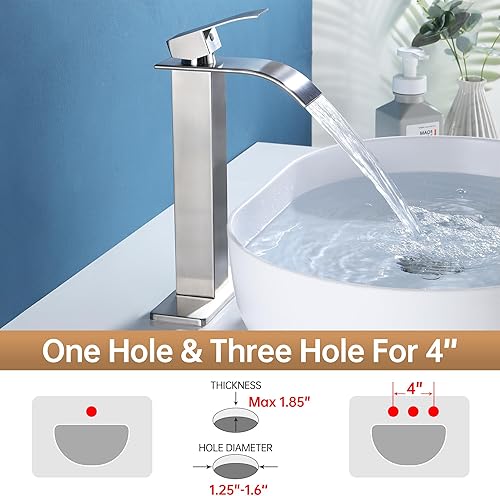 Miniatura 42 de Fransiton Grifo de baño de cascada de bronce aceitado con una sola manija de 1 o 3 agujeros, grifo de lavabo con cubierta y drenaje desplegable