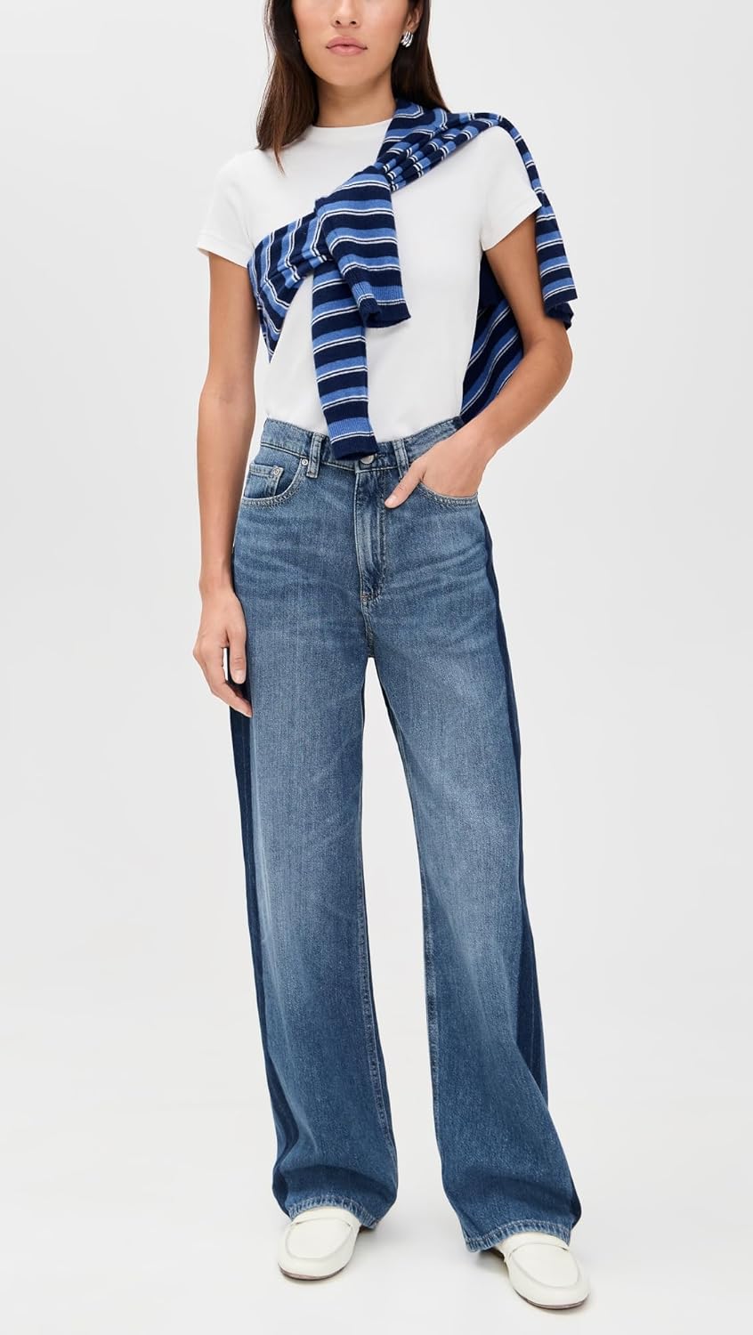 DL1961 Women's Karmine Aura Refined Wide Leg High Rise Jeans