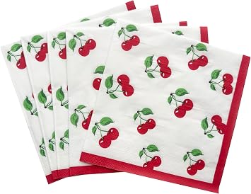 100 Pcs Disposable Napkins, Cherry Napkins, Party Paper Napkins for Birthday Party, Baby Shower, Wedding, Picnic Lunch Party Cherry