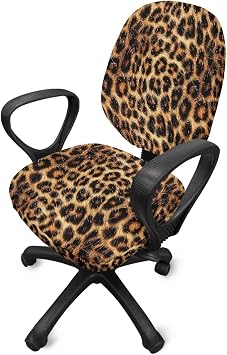 Leopard Print Computer Office Chair Cover 2 Piece Protective Computer Seat Cover Anti-Dust Universal Desk Rotating Chair Slipcover