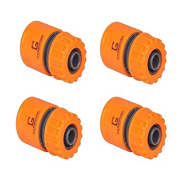 Garbnoire Heavy Duty Hose Pipe Fitting Standard Size 1/2'' Inch Quick Connector for Garden Water Pipe & Car, Bike Washing Accessories | Female Adapter Suitable Connecting Hose Pipe (Pack of 4)