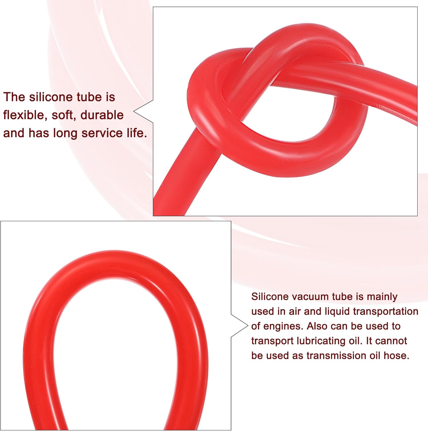 MECCANIXITY Vacuum Silicone Tubing Hose 3/16" 1/4" 5/16" 3/8" 1/2" ID 1/8" Wall Thick 5ft Red High Temperature for Engine