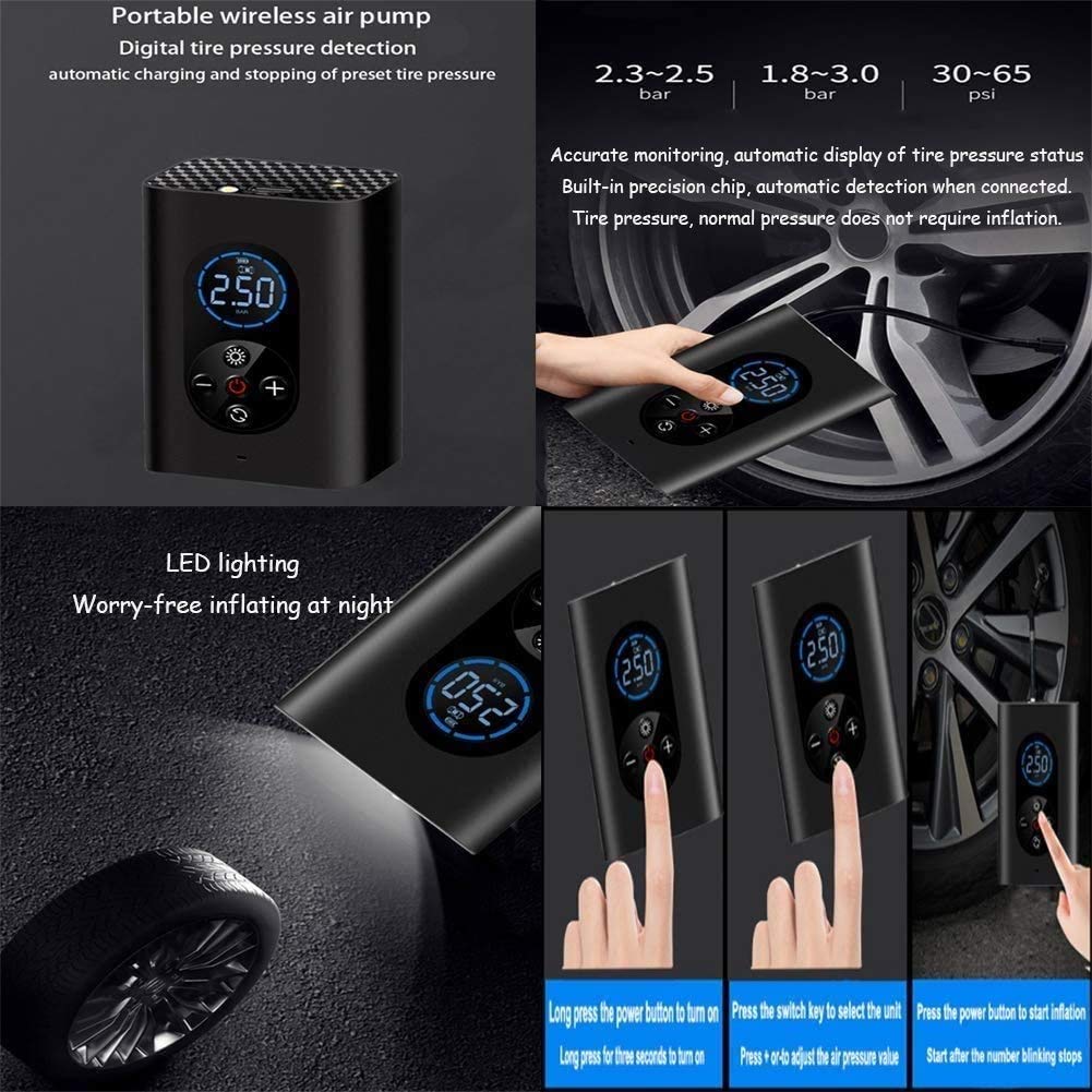 Compresor de aire portátil para neumáticos de automóviles, inflador de neumáticos digitales, infladores de neumáticos de aire de aire de 12V DC, bomba de neumáticos de aire, 150 psi con linterna LED d