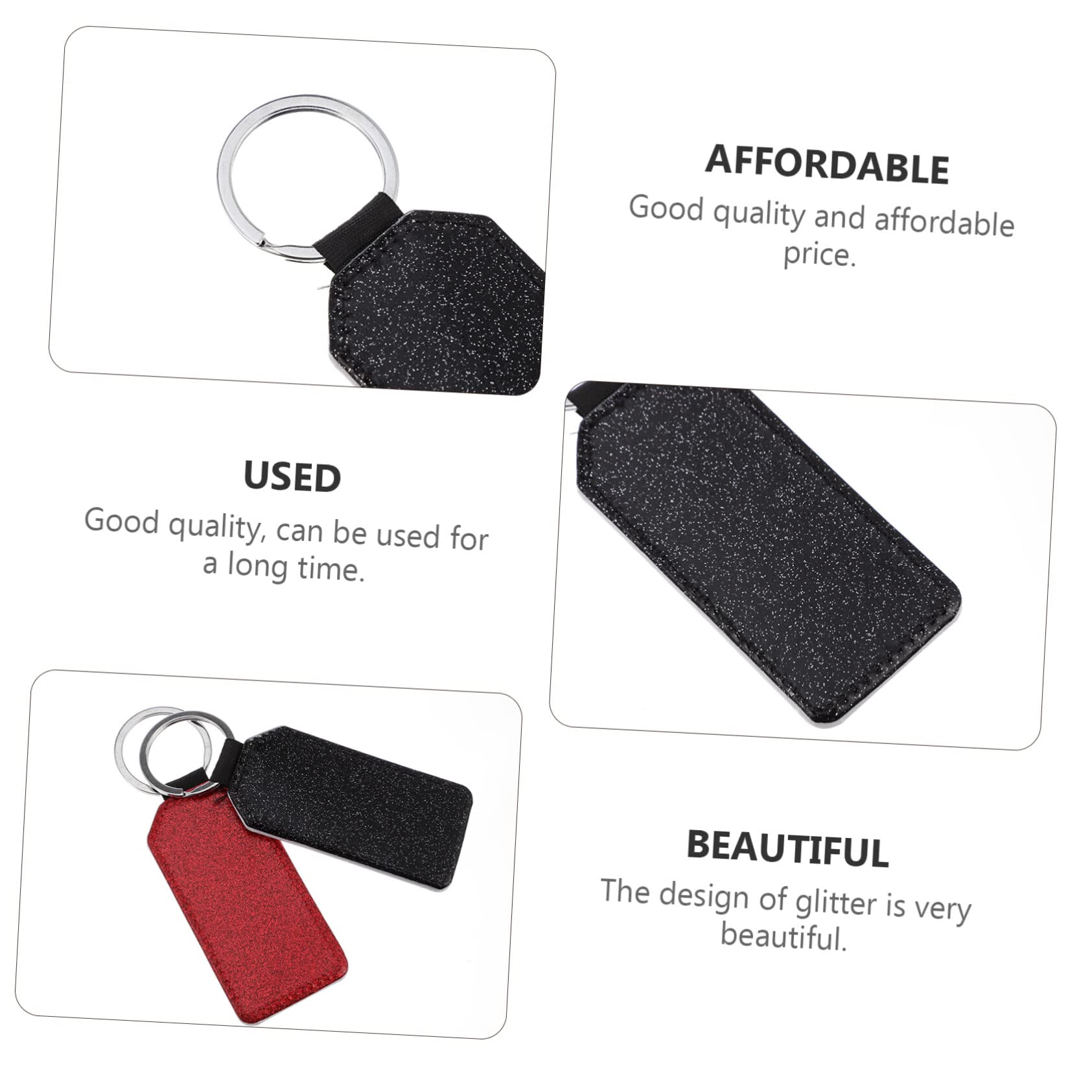 COHEALI 20piezas Lote De Llaveros Decorativos De Pu Brillante Diseño Geométrico y Lentejuelas Para Mochilas y Accesorios De Moda