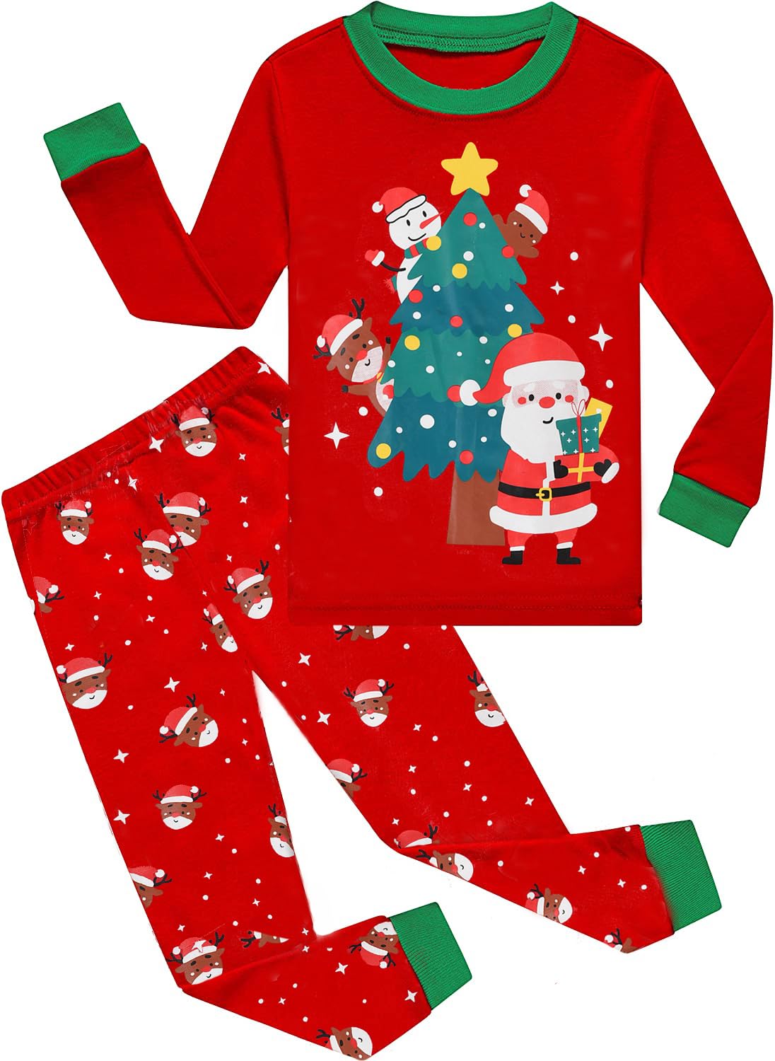 DDSOL Toddler Boys Girls Christmas Pajamas Dinosaur Jammies Santa Claus Kids Cotton Sleepwear Set