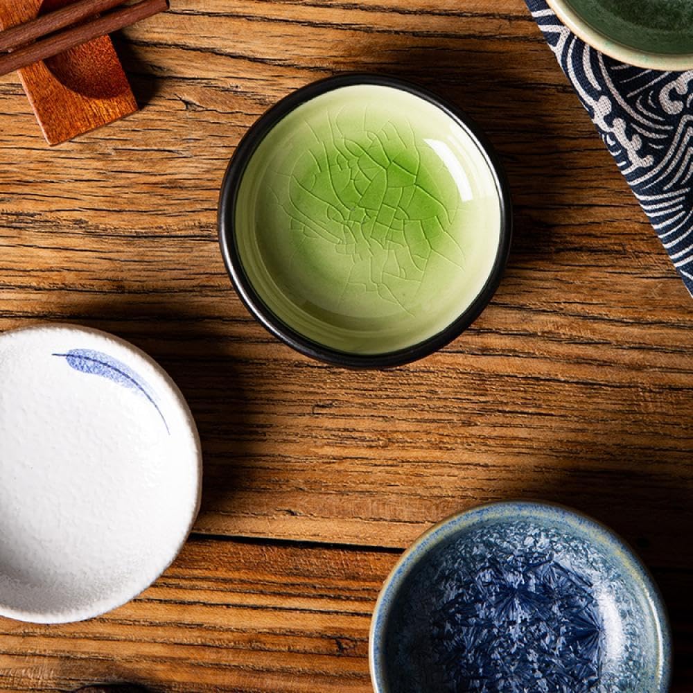 Sizikato 6 Pcs Stoneware Porcelain Sauce Dipping Dish, 3.5 Inch Round Soy Sauce Dish Mustard Dish