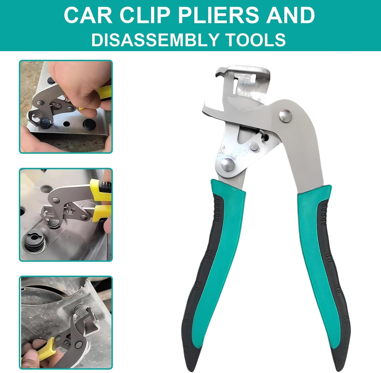 2Pcs Car Clip Pliers and Disassembly Tools, Push Pin Pliers Tool, Auto Panel Clip and Plastic Trim Removal Tool, Easily Removes Plastic Fasteners and Rivets