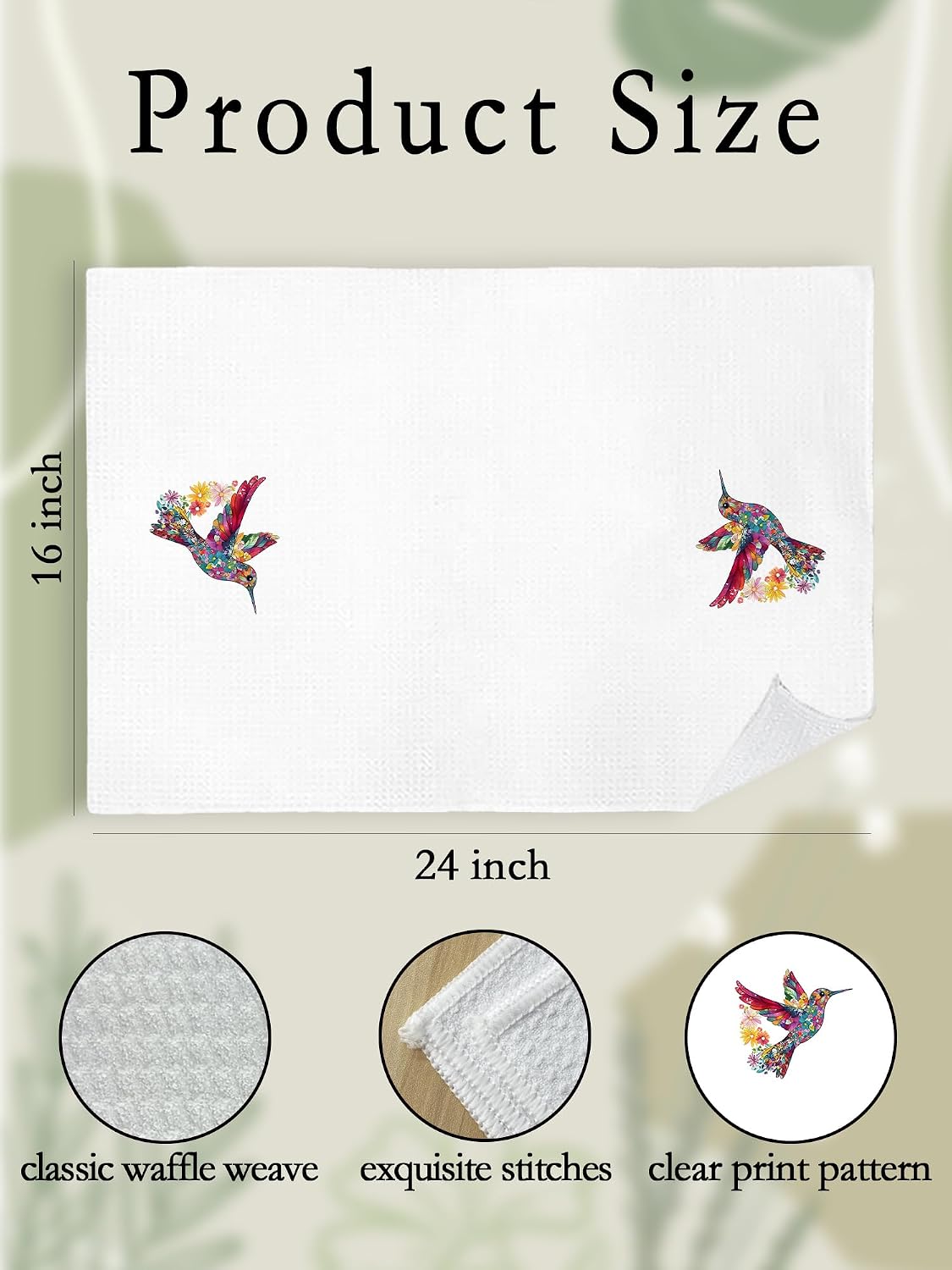Colorful Floral Hummingbird Hand Towels for Bathroom, Flower Hummingbird Decorative Kitchen Dish Tea Towel, Spring Summer Decor, Humming Bird Watching Gifts, Housewarming Gift Idea image 2