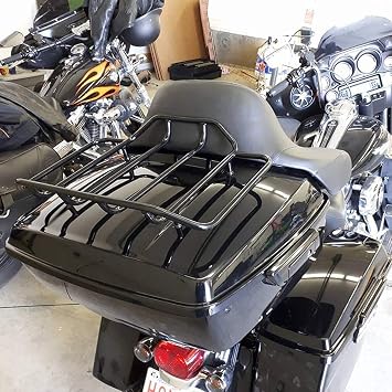 Black Luggage Rack Air Wing Tour Trunk Pack Top Rack Fit for Aftermarket Hard Touring Pack Luggage Trunk Suitcase