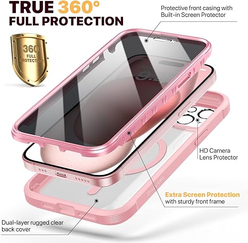 Miniatura 460 de Diaclara - Funda diseñada para iPhone 15 Plus de 6.7 pulgadas, transparente, cuerpo completo, con protector de pantalla, resistente de protección