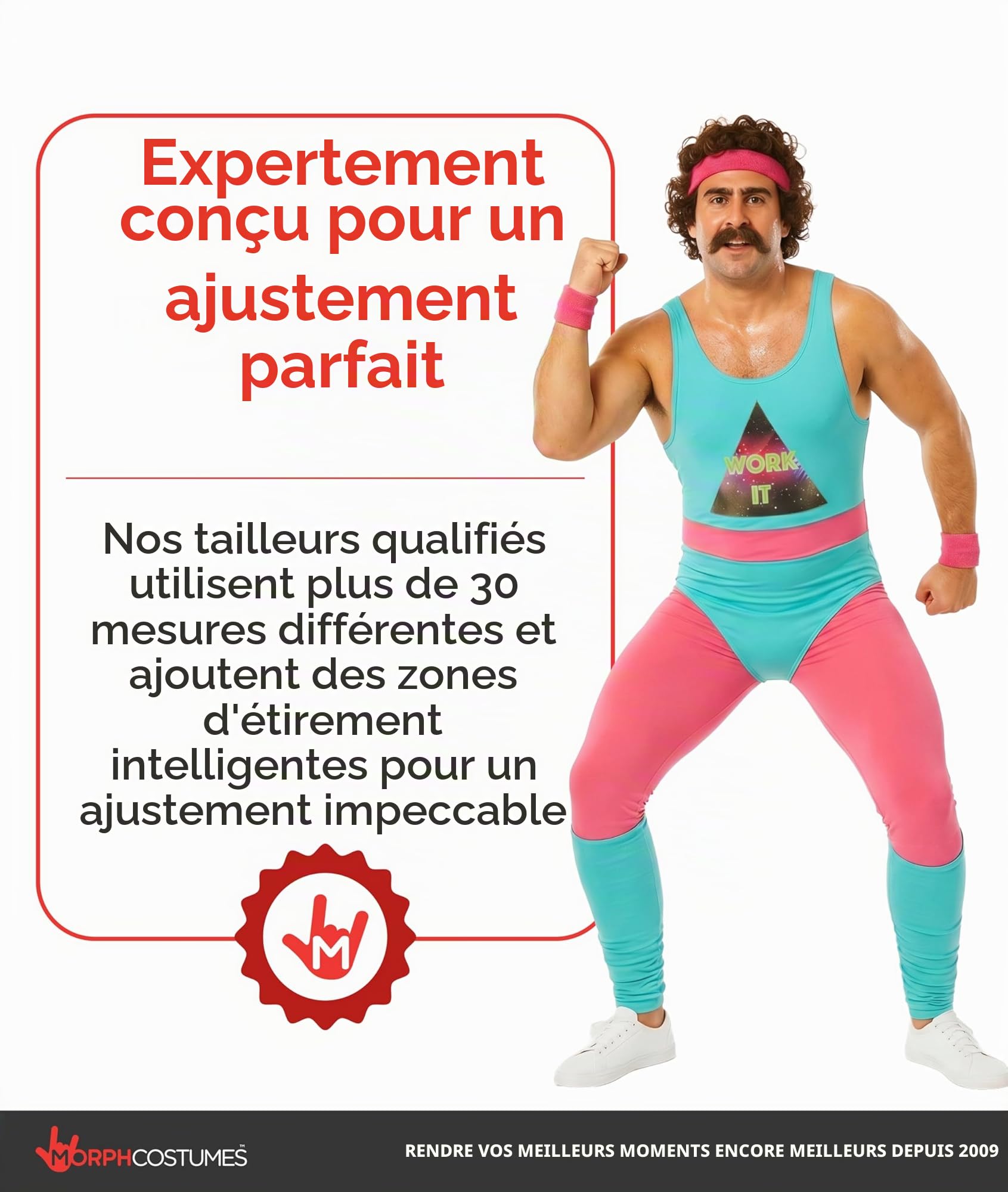 Fun Shack Deguisement Homme Annee 80, Déguisement Année 80 Homme, Déguisement Sport, Tenue Aerobic Adulte, Tenue Halloween Adulte, Costume Carnaval, Deguisement Evg