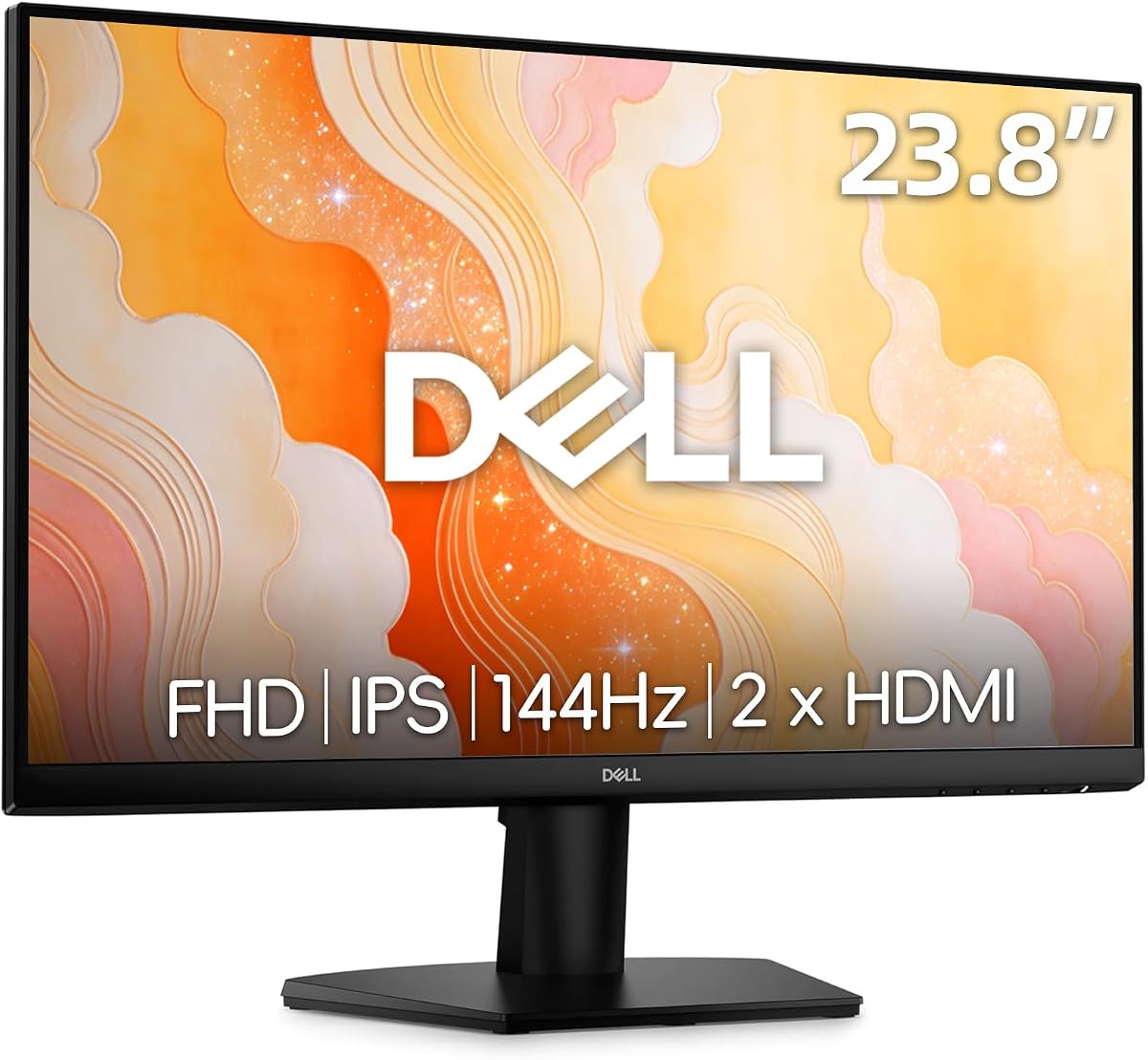 Monitor Dell de 24 pulgadas, LED FHD - Frecuencia de actualización de 144 Hz Relación de contraste 1000:1, MPRT de 1 ms, AMD FreeSync - VESA, antirreflejos, TÜV Rheinland Eye Comfort, inclinación, 2 x HDMI, negro