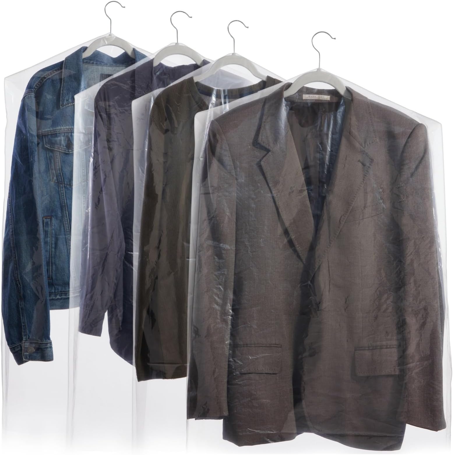 Juvale 50 Pack Clear Plastic Garment Bags for Hanging Clothes, Dry Cleaner Bag Clothing Protector Covers (21 x 40 In), Normal