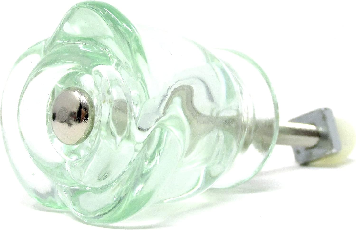 Two Rose Shape Glass Cabinet and Furniture Knob Pulls in Several Colors (Ruby Red)