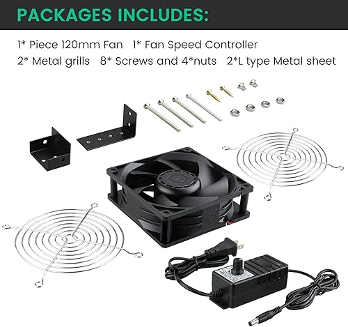 Miniatura 6 de Wathai Ventilador de muffins AC 110V 240V 4.724 in x 1.496 in con controlador de velocidad variable para puerta, habitación a habitación, estufa de
