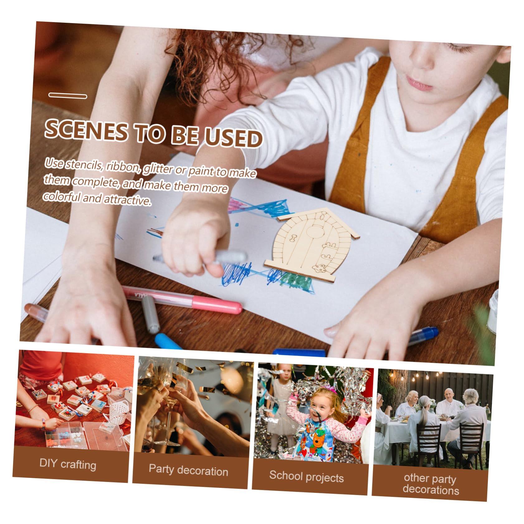 HAPINARY Portable Wood Slices -Shape Wood Slices Embellishment Craft Decoration Piece