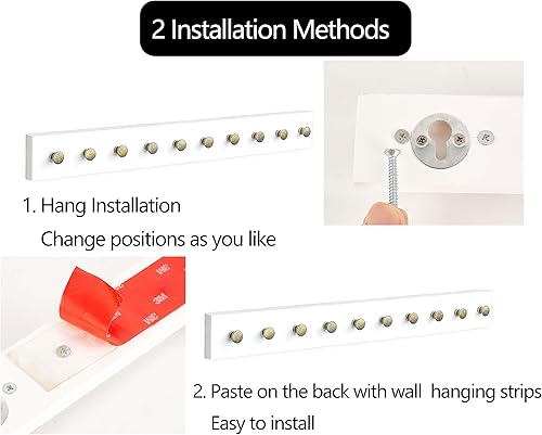 Miniatura 5 de Mkono Juego de 2 soportes para collares de pared de madera rústica, organizador de joyas con 20 ganchos redondos de metal, ganchos de joyería para