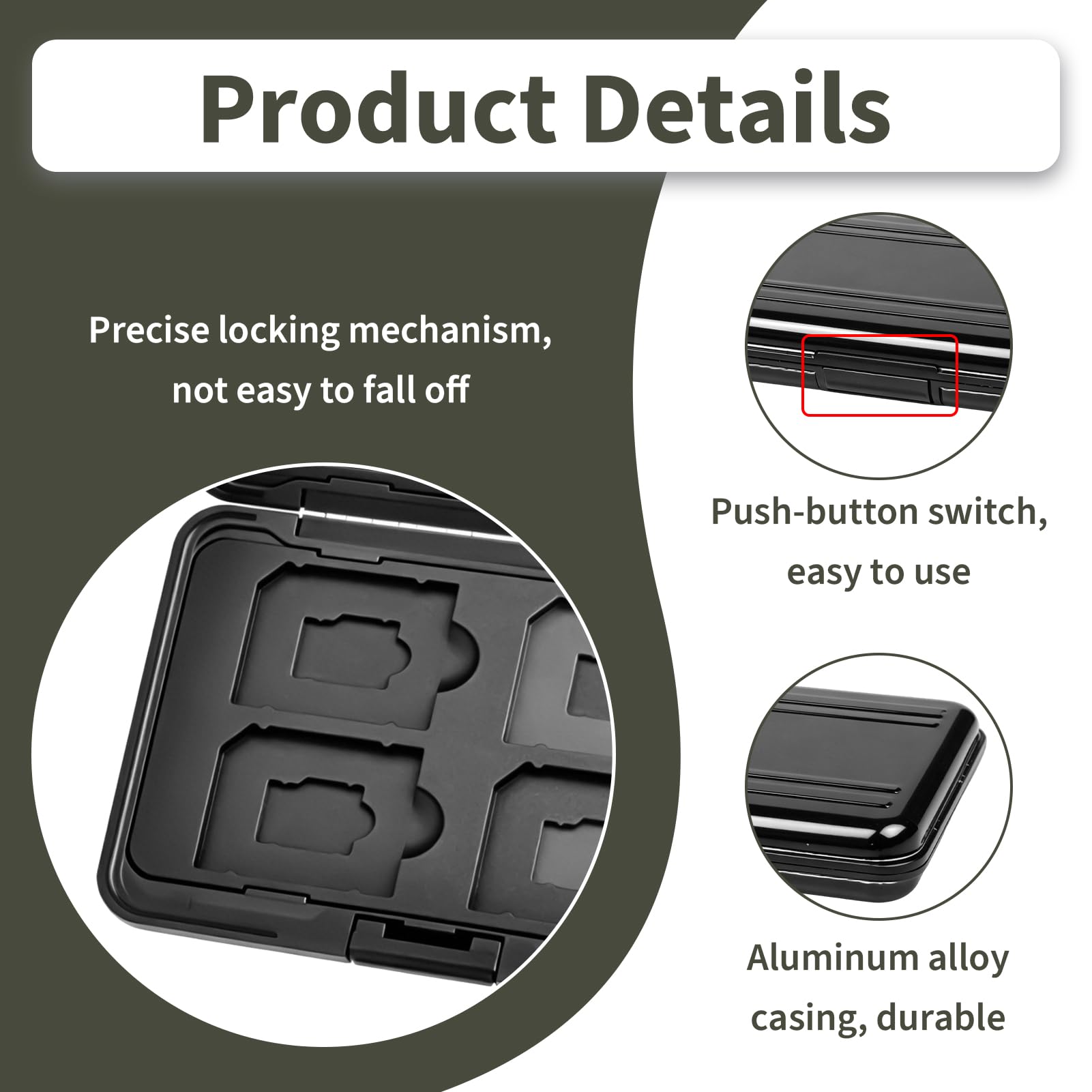 Speicherkarten Tasche, SD Karte Aufbewahrung Aufbewahrungsbox Aluminium SD TF Karten 8+8 Slots Wasserdicht Stoßfest Etui TPU Innenfächern Tragbares Case Reisen Kamera Zubehör Sicherer Schutz Organizer