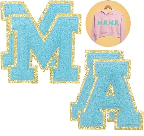 amazon com varsity chenille letter patches stoney clover lane dupes gold trimmed iron on letters for clothing jackets backpacks hat 3 2 glitter appliques girl scout badge decals big blue mama monogram arts