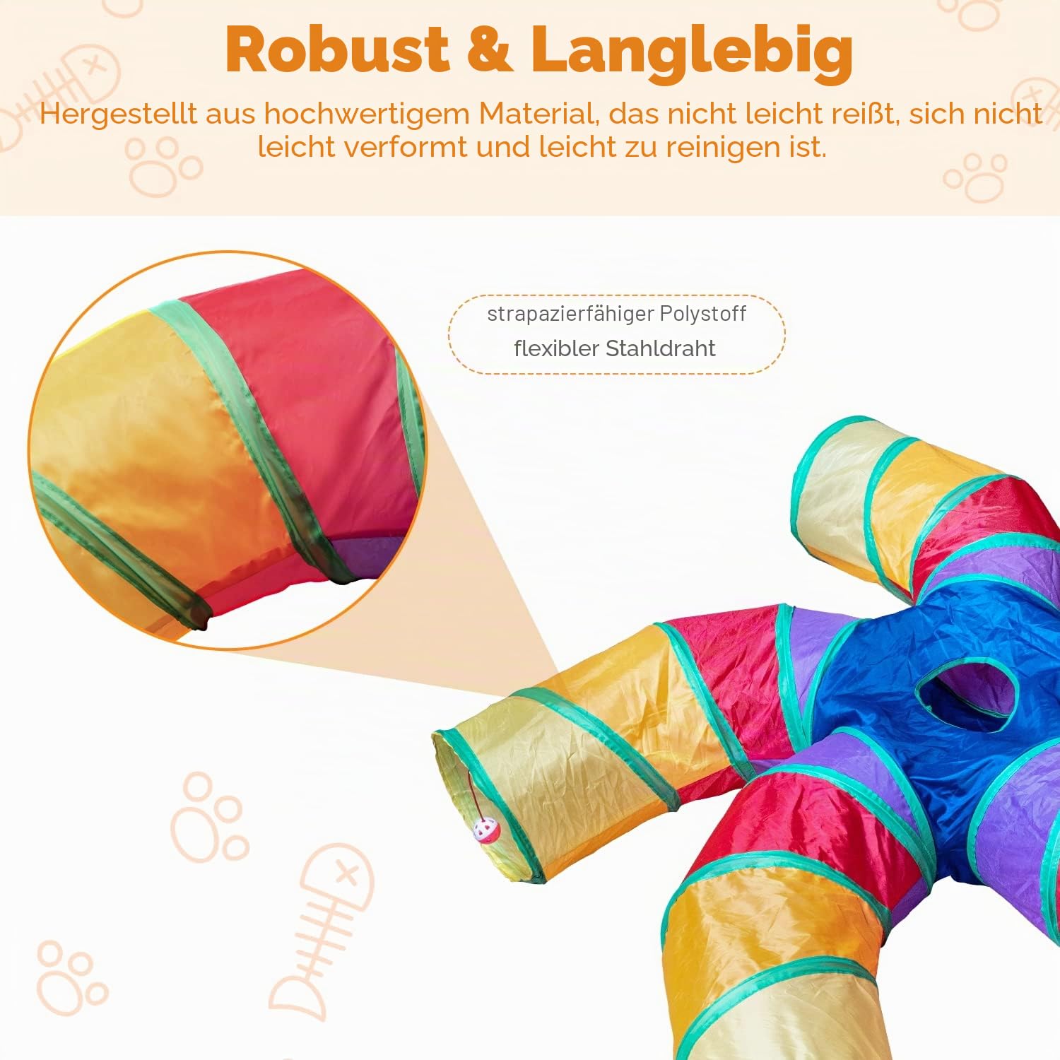 Depets Katzentunnel für den Innenbereich, großer 5-Wege-Spieltunnel und Schlauch mit Spielball, S-förmiges Faltrohr mit interaktivem Guckloch, ideal für Indoor-Übungen für Kätzchen