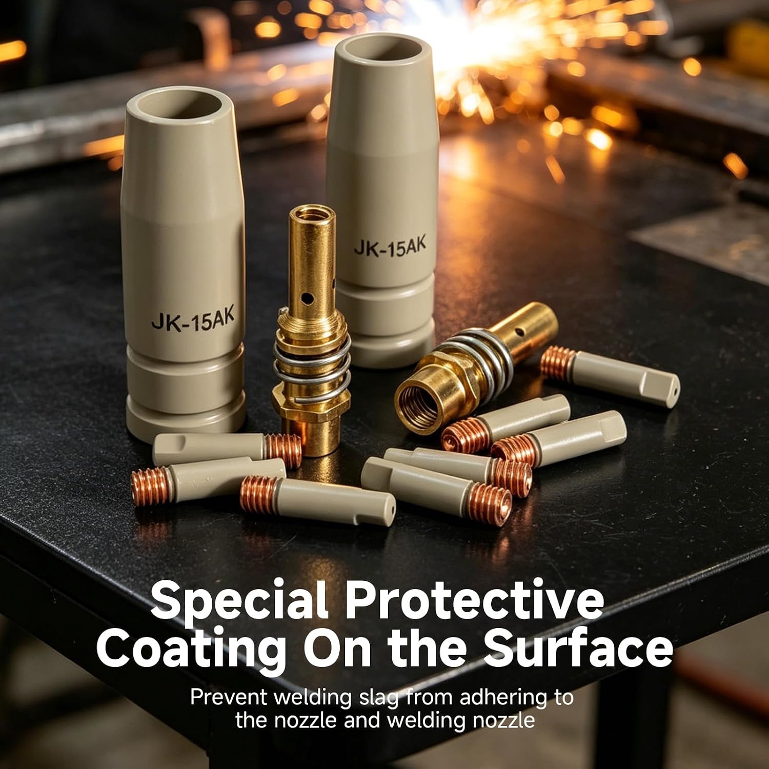 24-pk MIG Welding Nozzle Tips With Non Stick Coating.035Welding Tips Flux Core Nozzle Replacement,MB15 15AK Ceramic Welding Accessories,Compatible for 15AK Welding Gun Torch For Welding Work