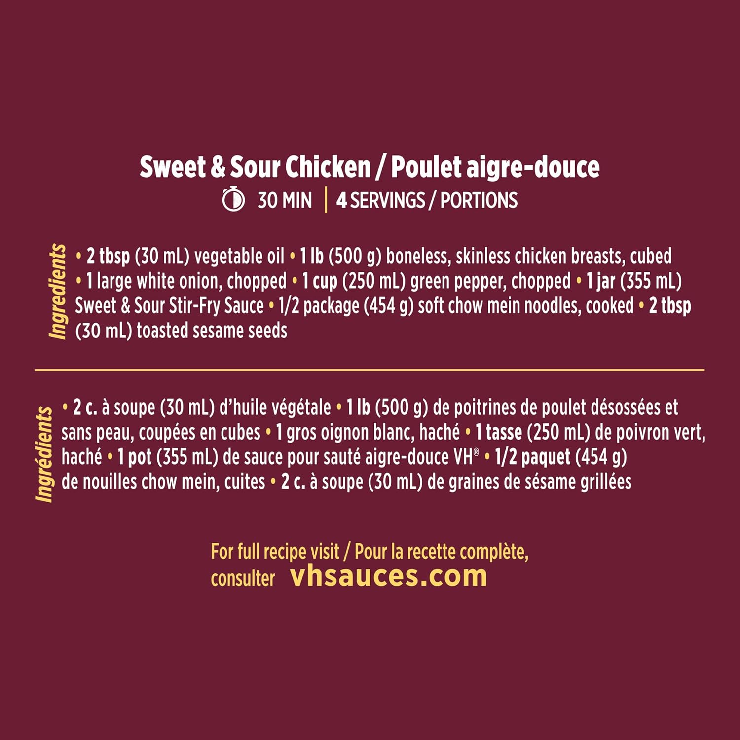 VH Sweet & Sour Stir-Fry Sauce,(12 Count), 355ml, 12oz., Jars {Imported from Canada}
