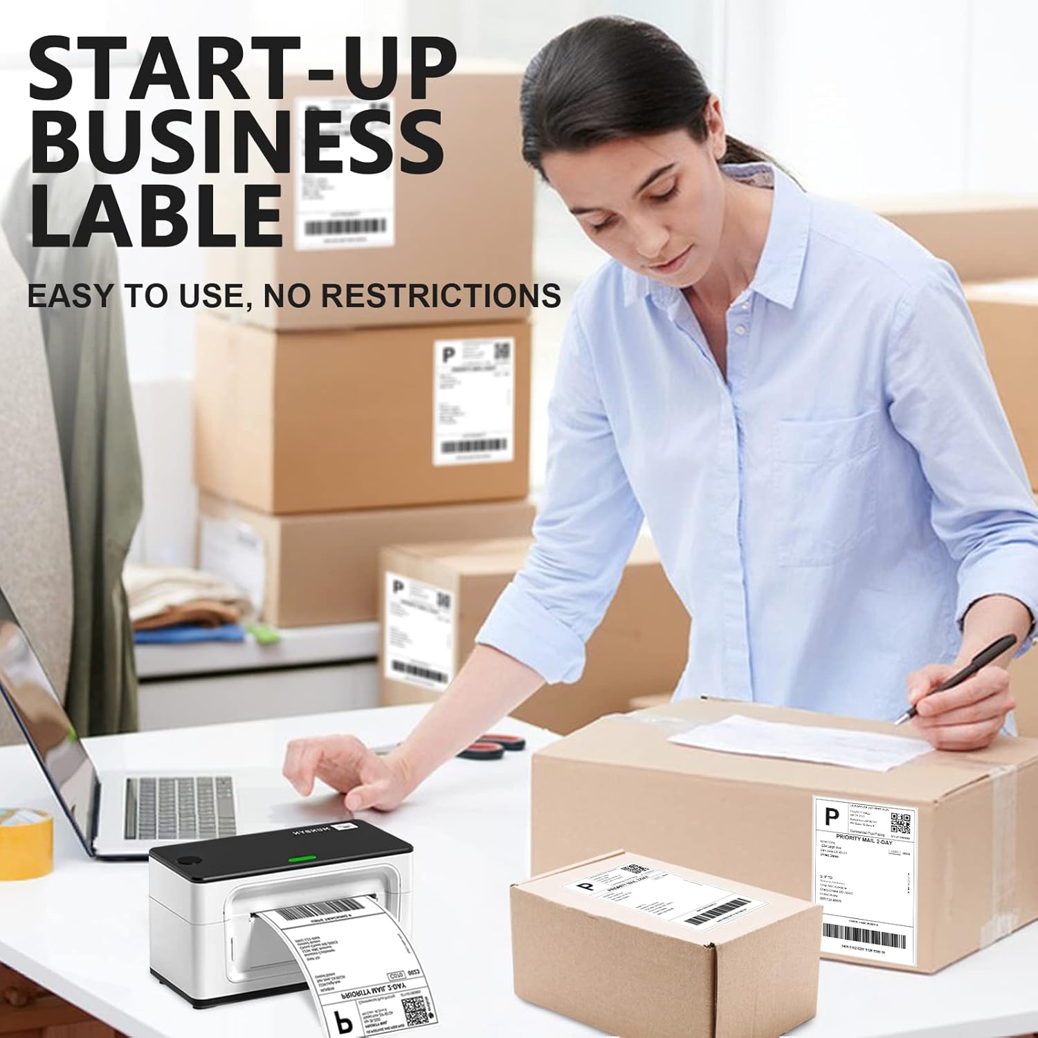 Fanfold 4 x 6 Direct Thermal Labels, Two Stack Total 1000 Lables, Commercial Grade - Premium Adhesive & Perforated, Thermal Labels Compatible with JADENS, iDPRT SP410, POLONO, ASprink